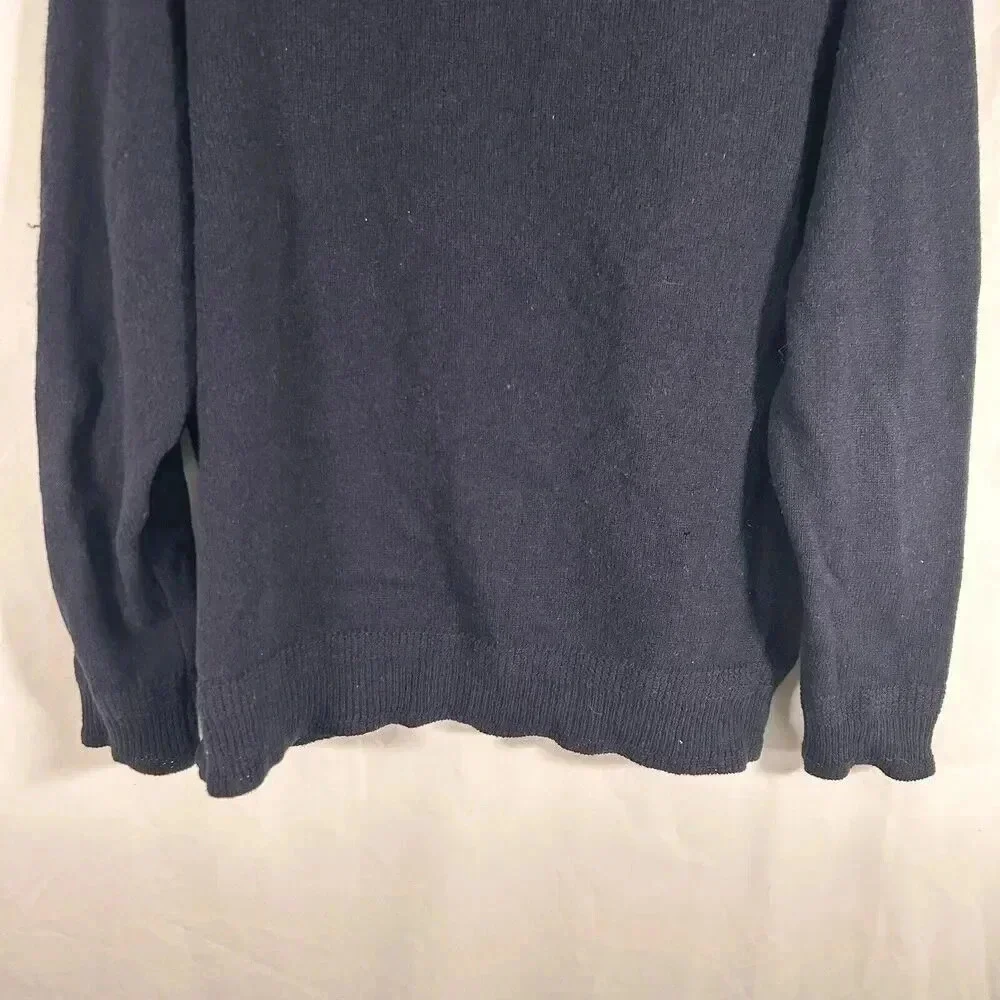 J. Crew Lambs Wool Sweater Men Large Blue Turtleneck Long Sleeve Knit 1/4 Button